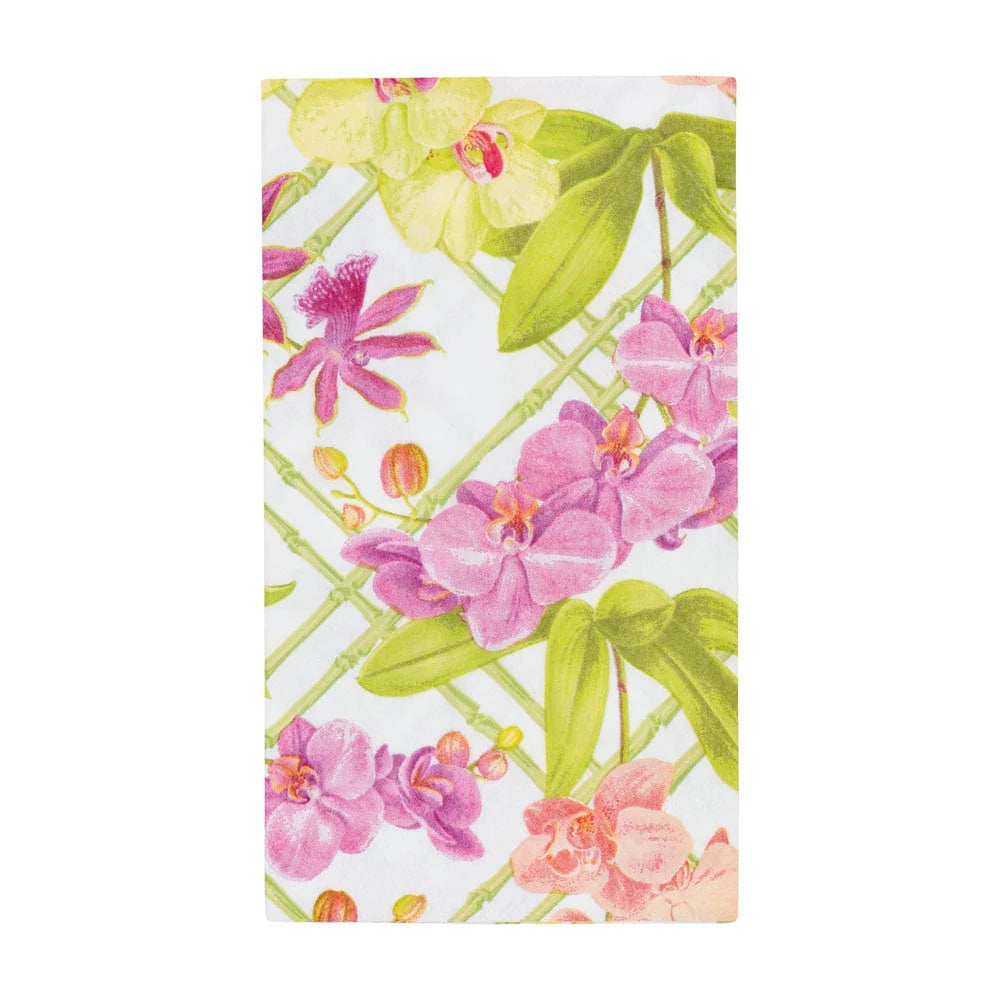 Caspari Orchid Conservatory Guest Towel Napkins- 2 Pack