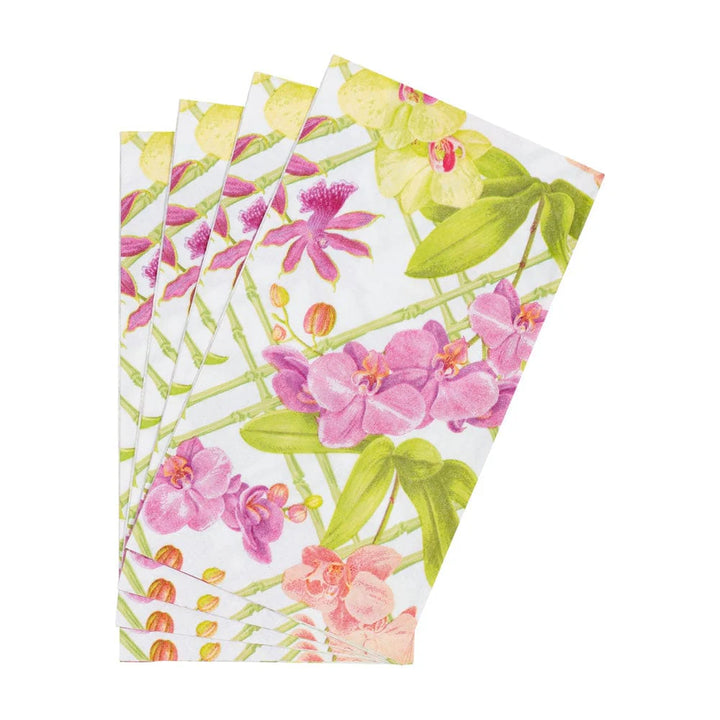 Caspari Orchid Conservatory Guest Towel Napkins- 2 Pack