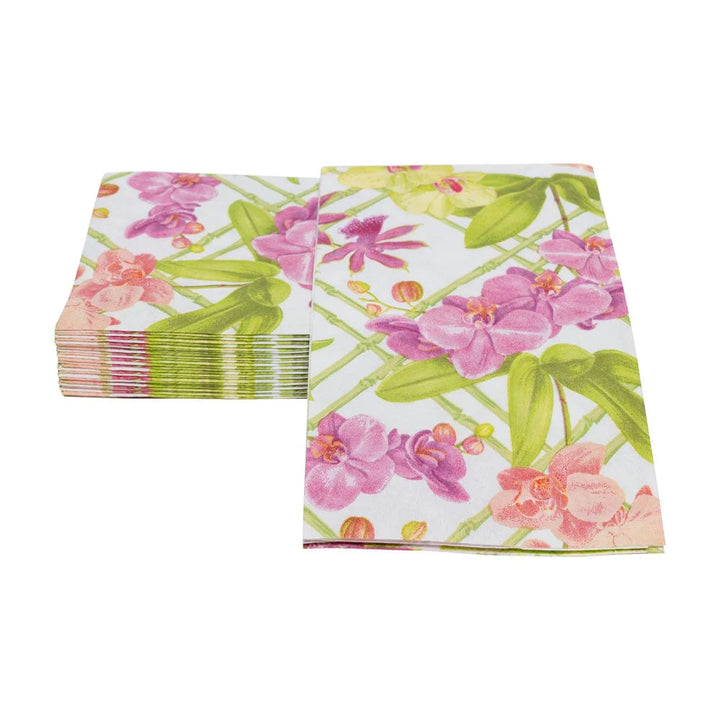 Caspari Orchid Conservatory Guest Towel Napkins- 2 Pack