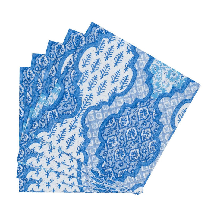 Caspari Provençal Cotton Blue Cocktail Napkins - 2 Pack
