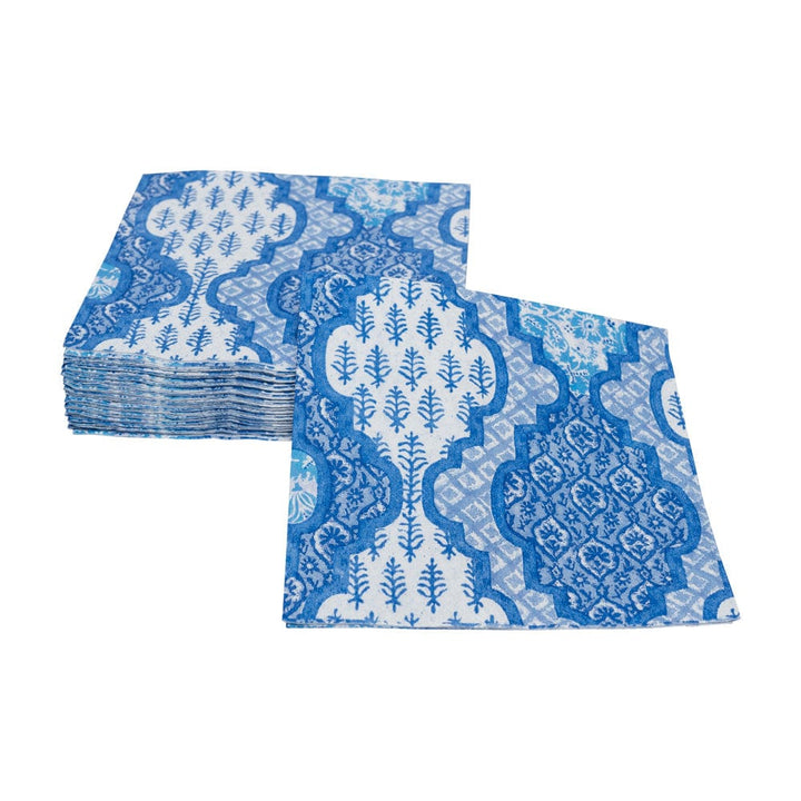 Caspari Provençal Cotton Blue Cocktail Napkins - 2 Pack