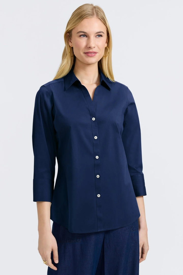 Foxcroft Mary Shirt in Navy