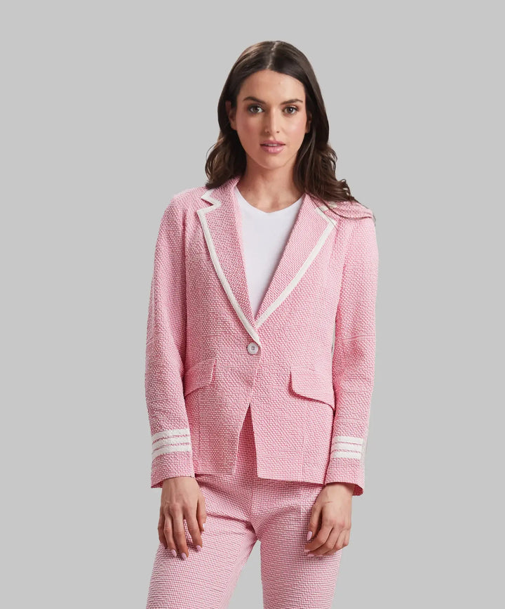 Peace of Cloth Seersucker Jacket in Pink - Mildred Hoit