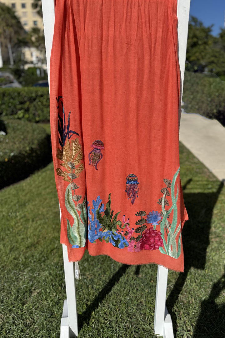 Janavi Coral Sea Bed Embroidered Shawl