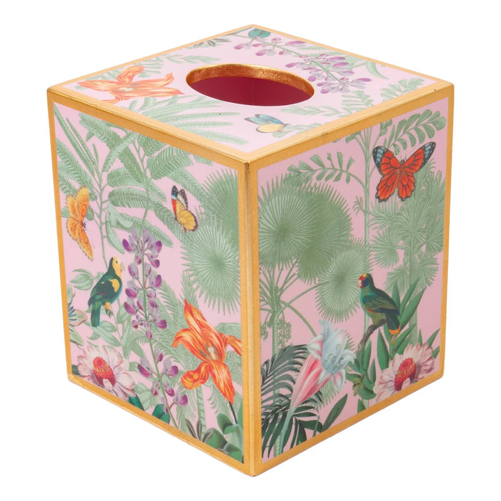 Caspari Paradise Garden Square Lacquer Tissue Box Cover