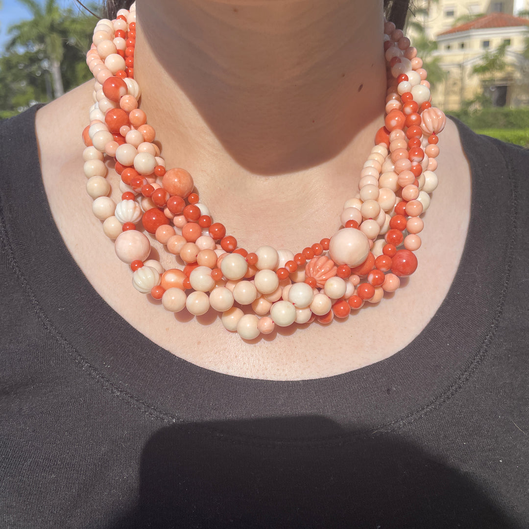 18K Gold and Coral Necklace - Mildred Hoit