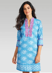 Bella Tu Sabine Tunic Dress in Blue available at Mildred Hoit in Palm Beach.