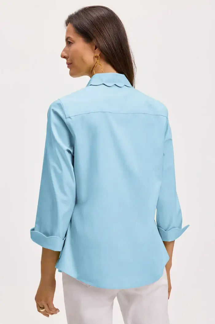 Foxcroft Gwen Shirt in Aqua - Mildred Hoit