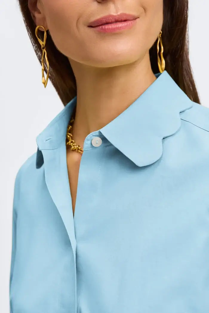 Foxcroft Gwen Shirt in Aqua - Mildred Hoit