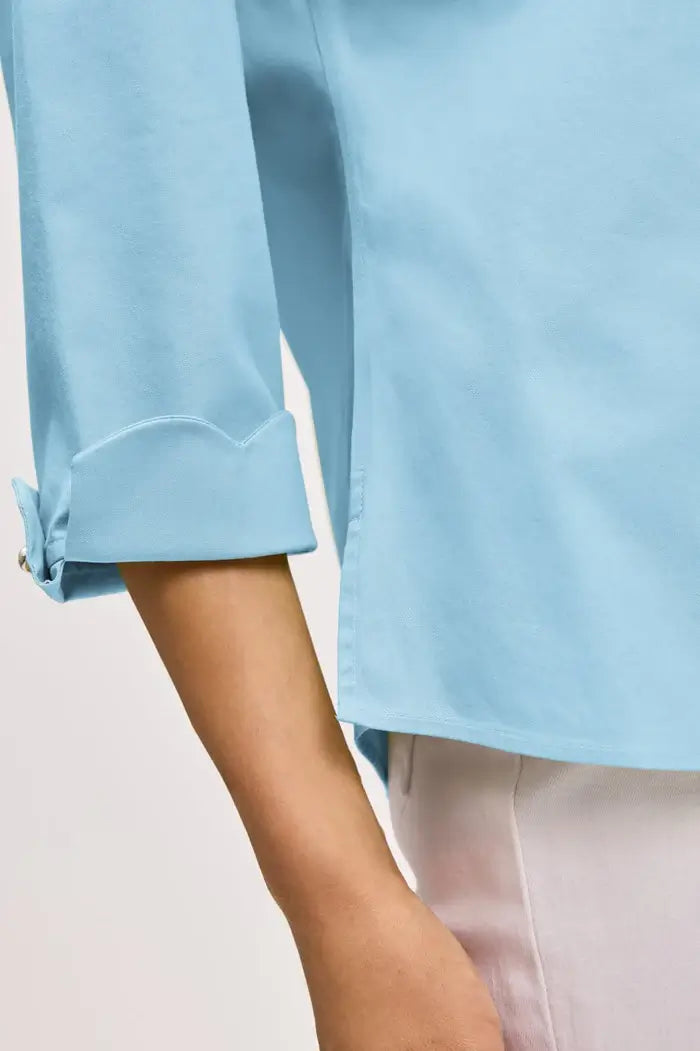 Foxcroft Gwen Shirt in Aqua - Mildred Hoit