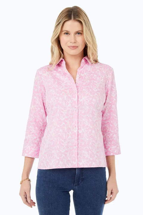 Foxcroft Pink Panther Blouse available at Mildred Hoit in Palm Beach.