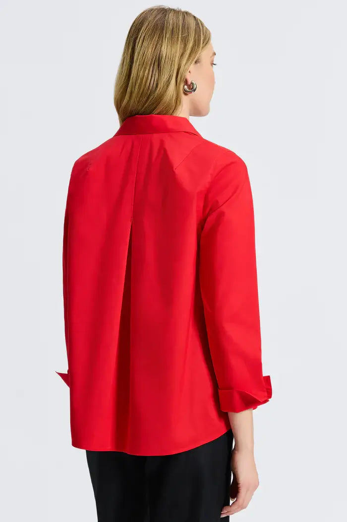 Foxcroft Agnes Long Sleeve Blouse in Red