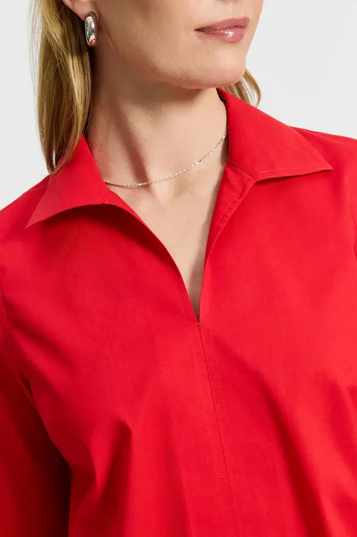 Foxcroft Agnes Long Sleeve Blouse in Red