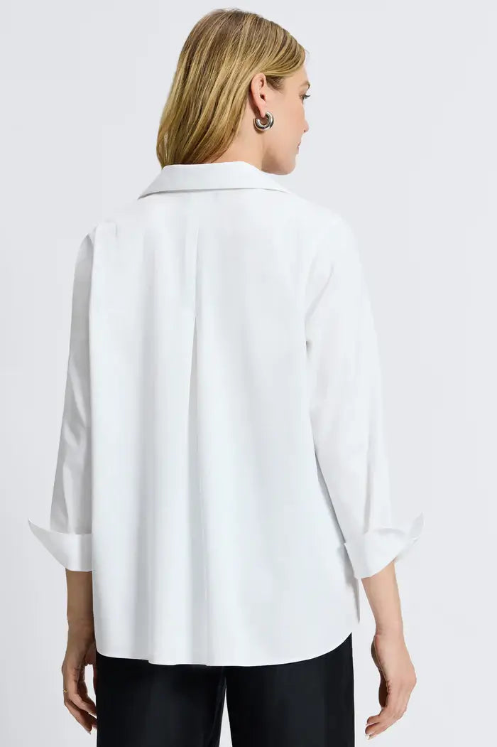 Foxcroft Agnes Long Sleeve Blouse in White