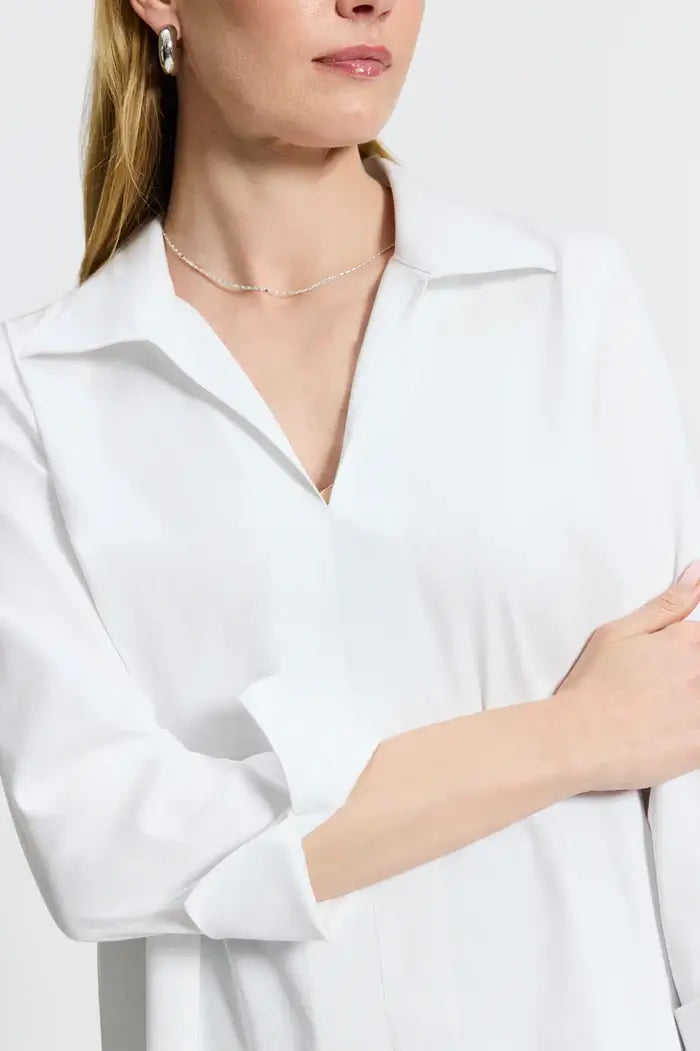 Foxcroft Agnes Long Sleeve Blouse in White