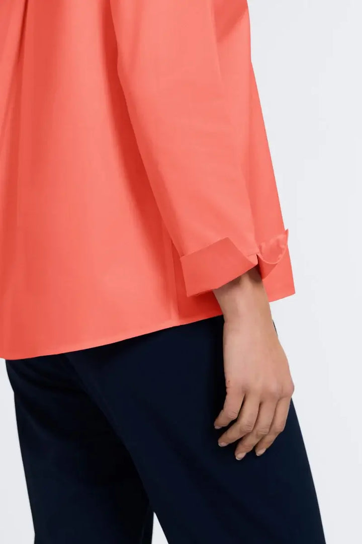 Foxcroft Agnes Stretch No Iron Popover Shirt in Tangerine