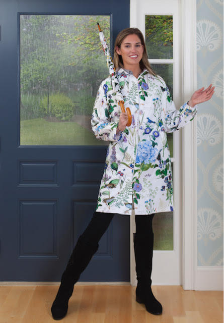 Floral Raincoat in Moody Blues - Mildred Hoit