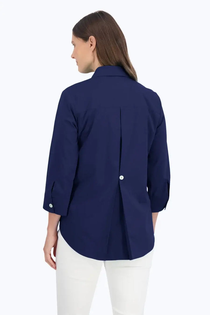 Foxcroft Kelly Stretch Top in Navy