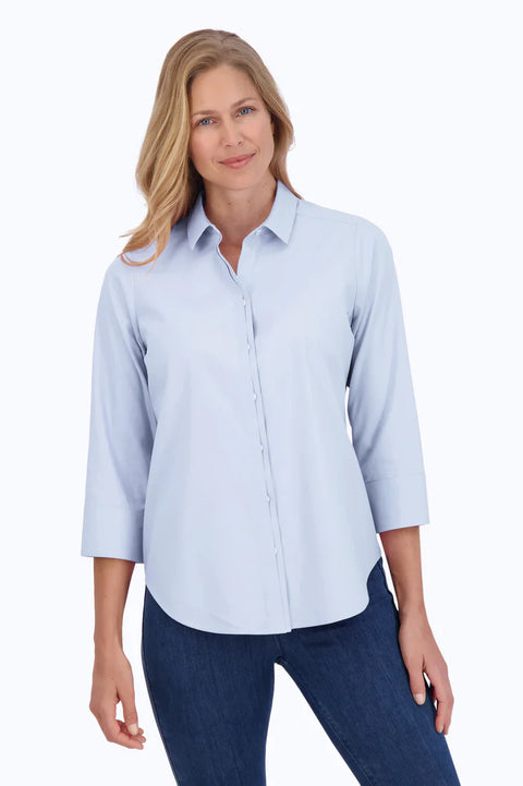 Foxcroft Charlie Blouse in Blue Wave