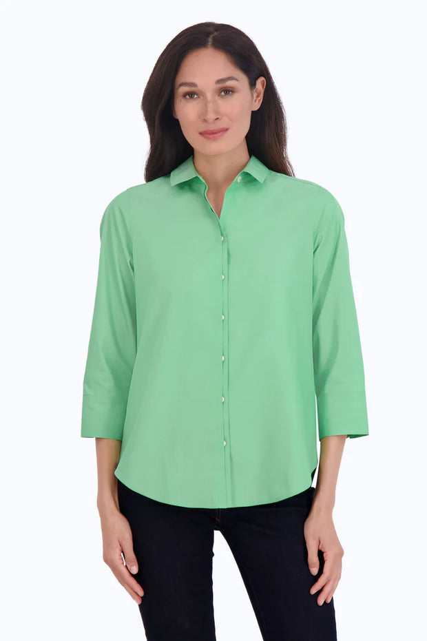 Foxcroft Charlie Blouse in New Leaf available at Mildred Hoit in Palm Beach.