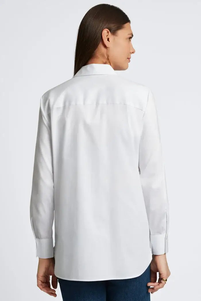 Foxcroft Layla Long Sleeve Blouse in White