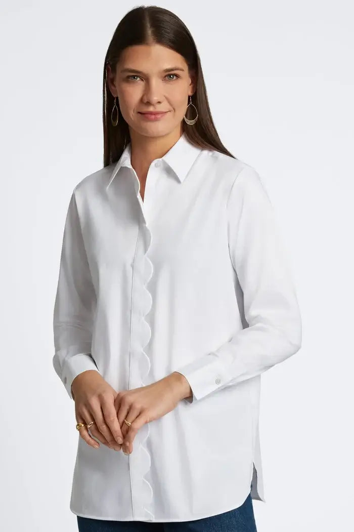 Foxcroft Layla Long Sleeve Blouse in White