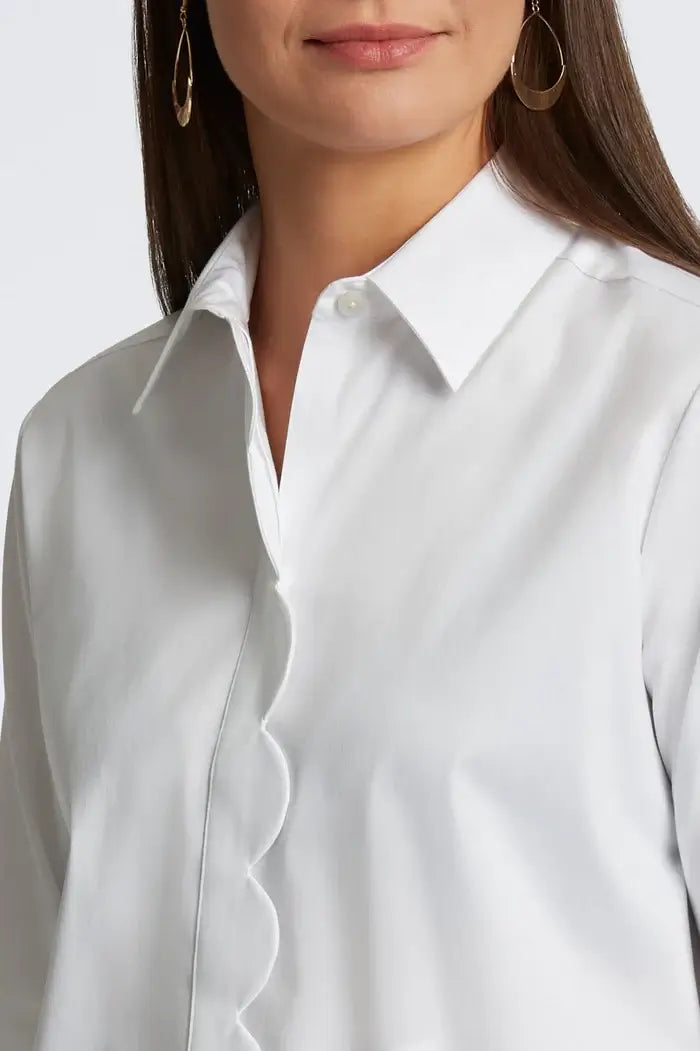 Foxcroft Layla Long Sleeve Blouse in White