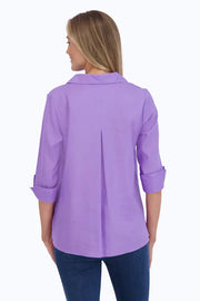 Foxcroft Agnes Easy Care Linen Popover Shirt in Amethyst