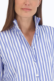 Foxcroft Carolina Crinkle Stripe Shirt in Cornflower
