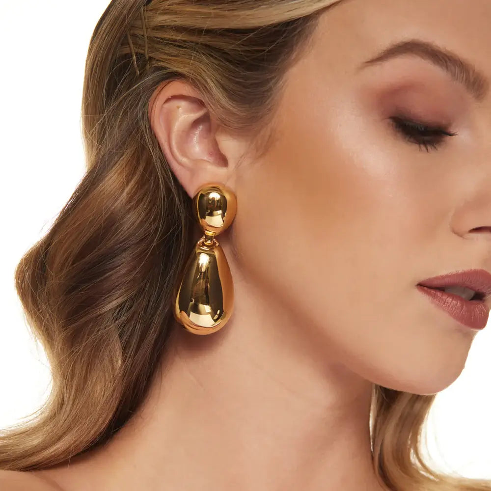 Kenneth Jay Lane Polished Gold Teardrop Earrings - Mildred Hoit