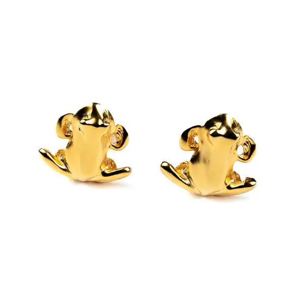 Kenneth Jay Lane Satin Gold Frog Earring - Mildred Hoit