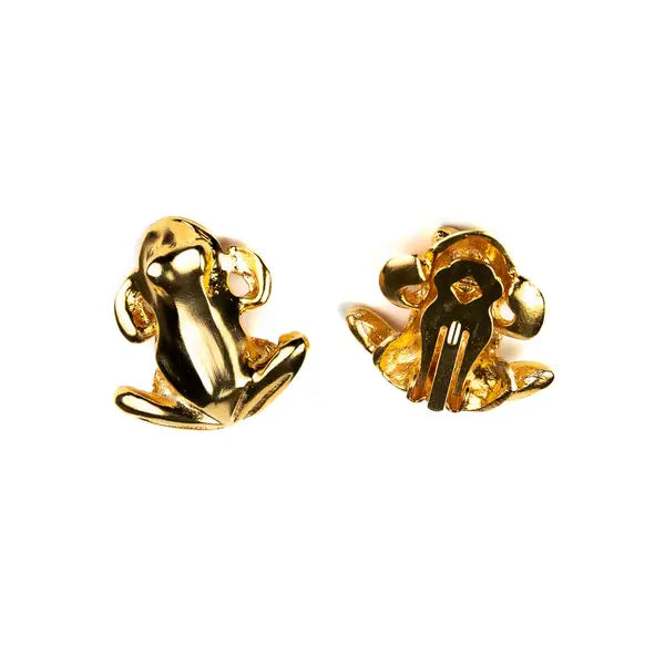 Kenneth Jay Lane Satin Gold Frog Earring - Mildred Hoit