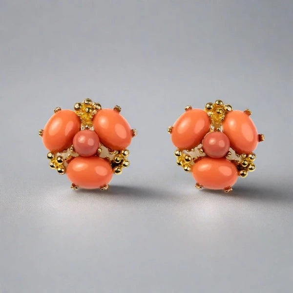 Kenneth Jay Lane Coral Cluster Earrings