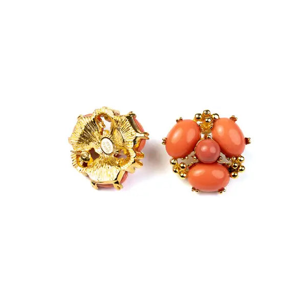 Kenneth Jay Lane Coral Cluster Earrings