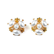 Kenneth Jay Lane Pearl and Gold Cluster Earring