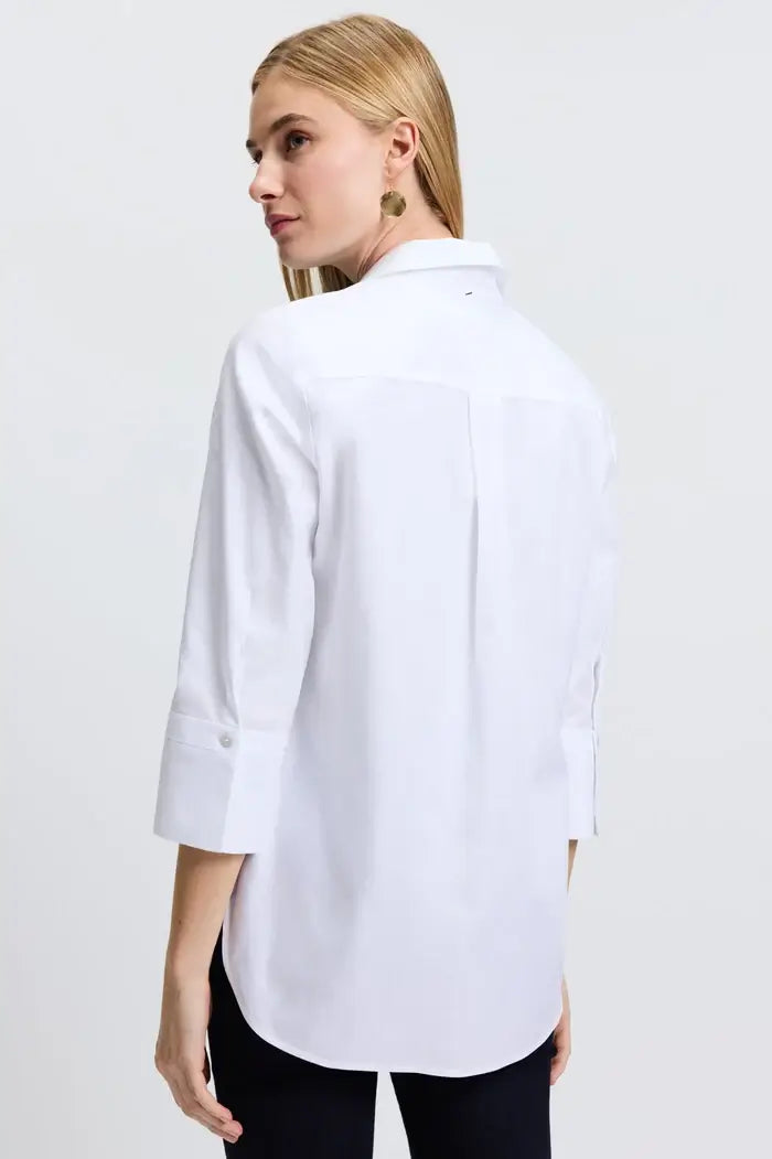 Foxcroft Madison Three-Quarter Sleeve Blouse in White