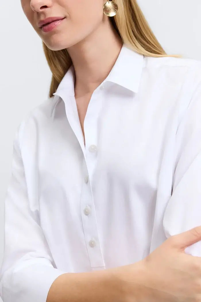 Foxcroft Madison Three-Quarter Sleeve Blouse in White - Mildred Hoit