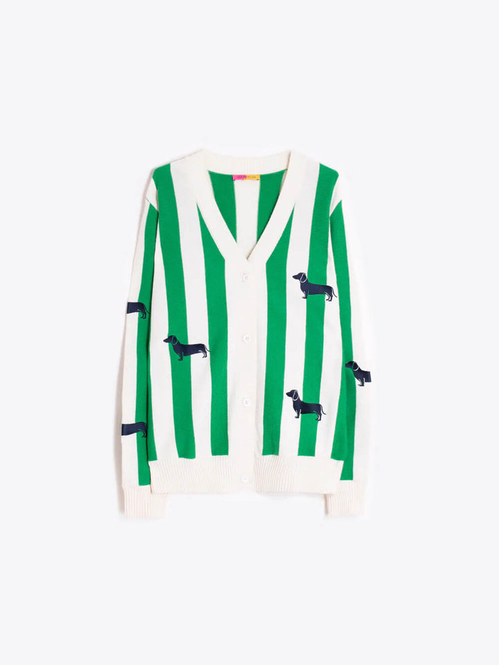 Vilagallo Green Striped Cardigan with Dachshunds - Mildred Hoit