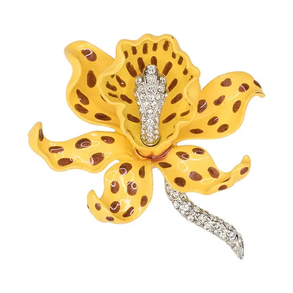 Kenneth Jay Lane Yellow Orchid Brooch available at Mildred Hoit in Palm Beach.