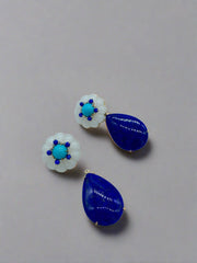 18K Gold, Turquoise, and Lapis Earring