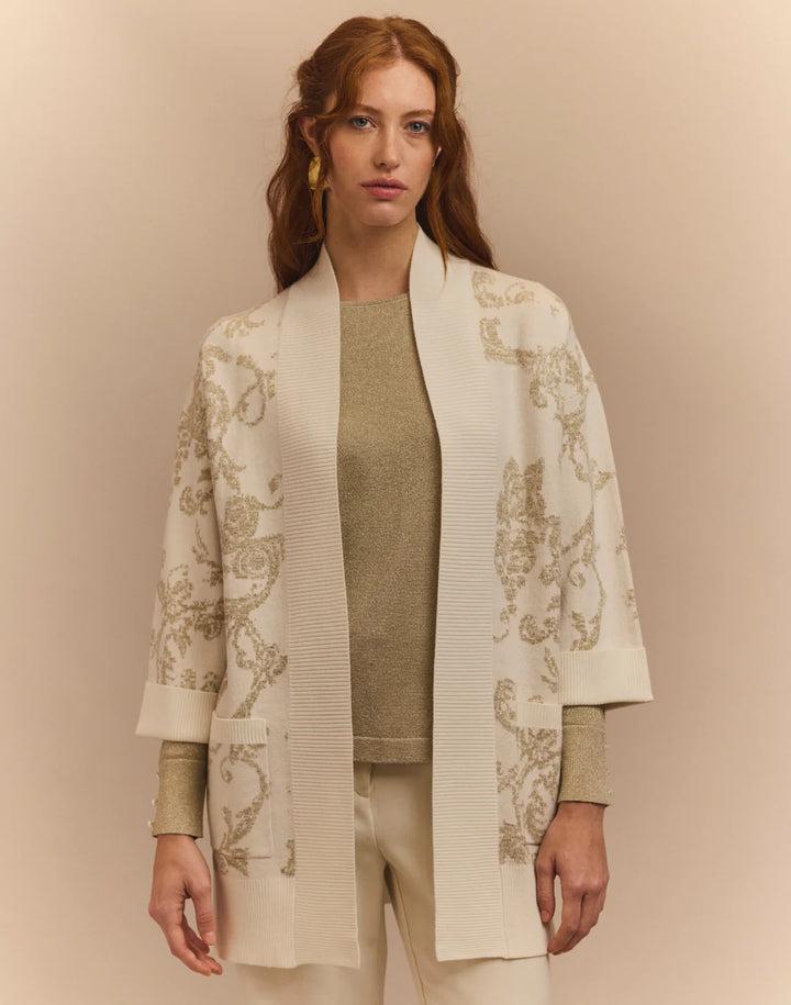 Luna Coat in Eggshell with Gold Lurex
