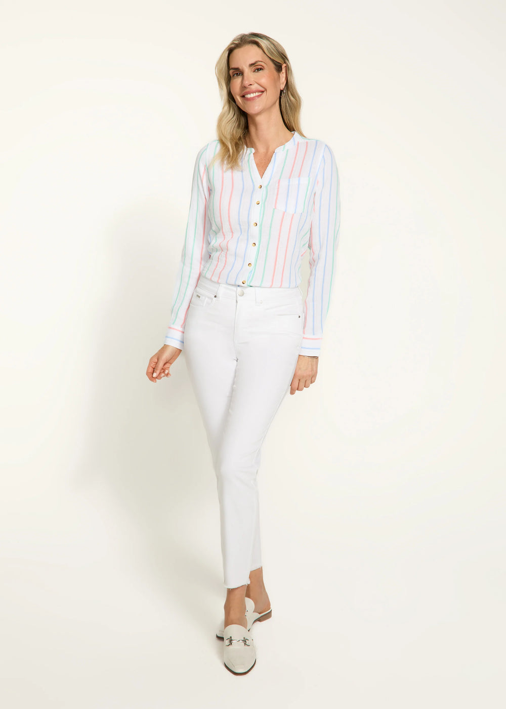 Olivia Slim Ankle Pant in White - Mildred Hoit