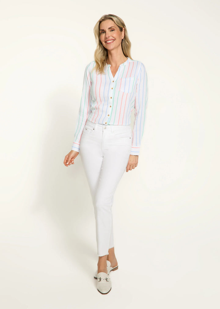 Olivia Slim Ankle Pant in White - Mildred Hoit