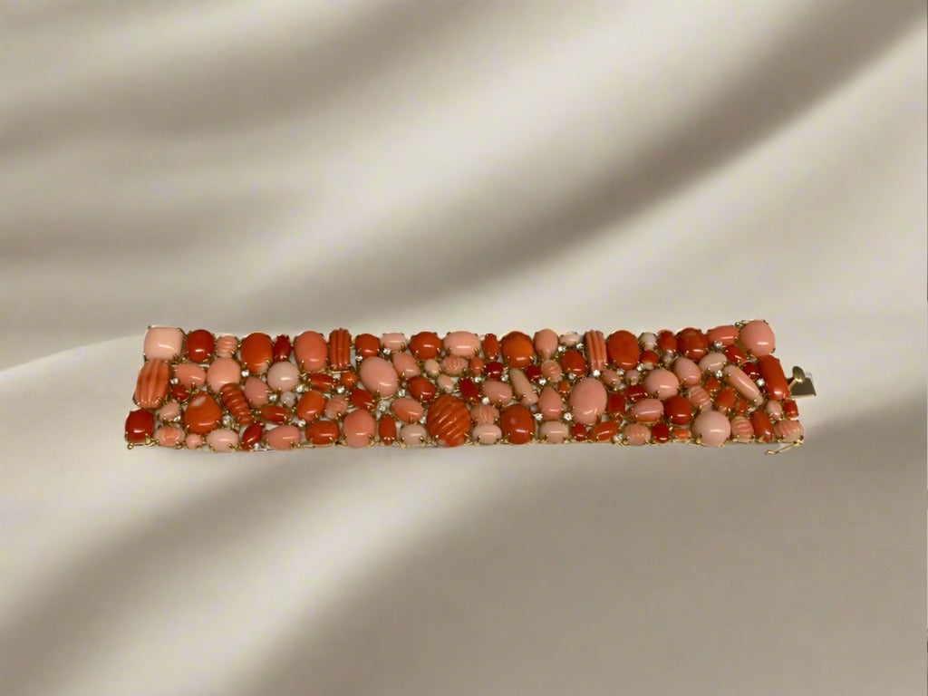 Coral and Diamond Bracelet - Mildred Hoit