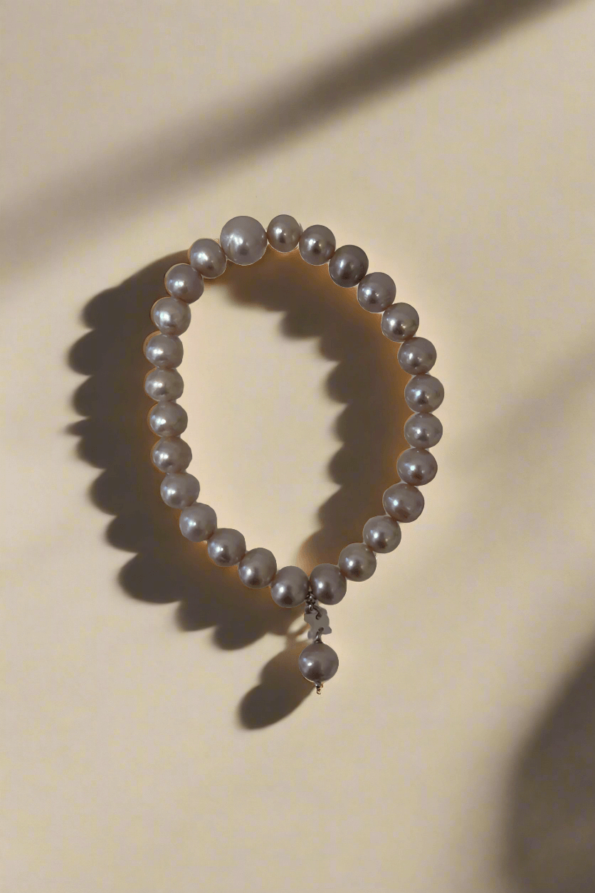 Medium Pink Pearl Stretch Bracelet - Mildred Hoit