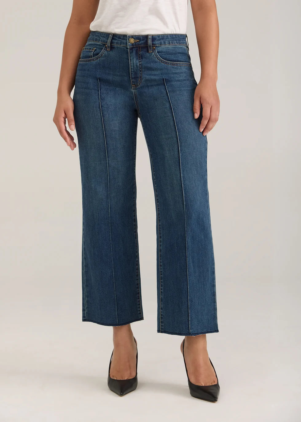 Olivia Wide Leg Ankle Pant in Dark Wash