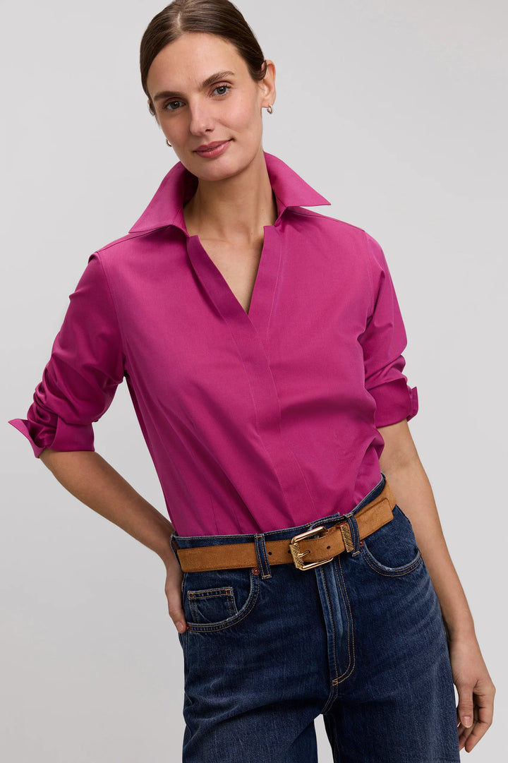 Foxcroft Taylor 3/4 Sleeve Blouse in Pomegranate