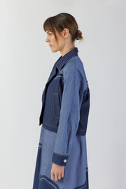 Yacco Maricard Cotton Pintuck Jacket in Gray Blue