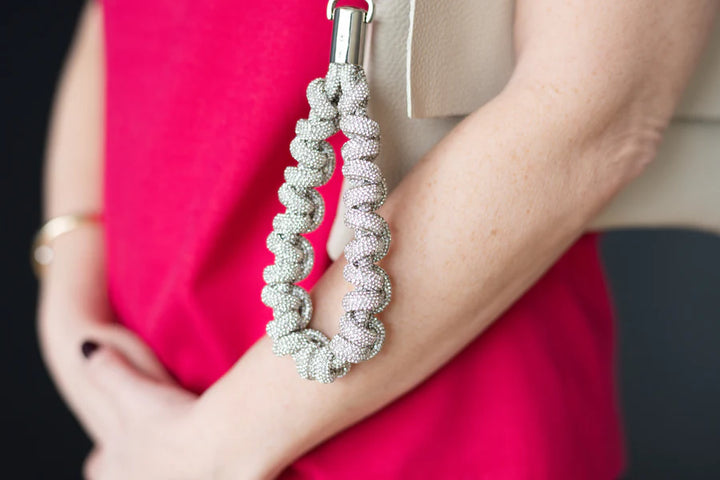Crystal Knotted Wristlet in Silver