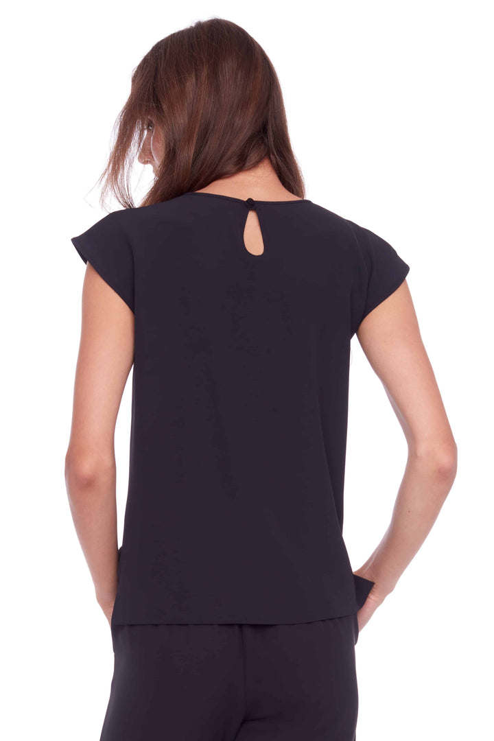 Up! Silk Cap Sleeve Top in Black - Mildred Hoit